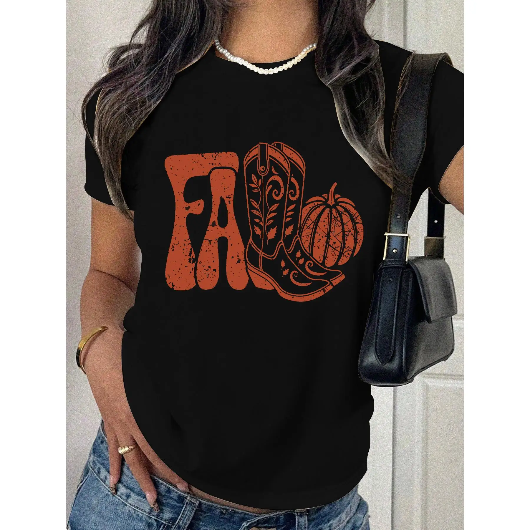 

"Vintage Fall T-Shirt for Women | Retro Pumpkin & Cowboy Boots Graphic Tee | Autumn Season Gift | Thanksgiving Outfit"