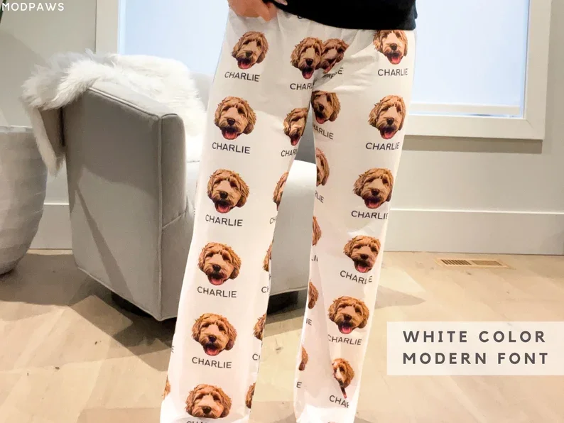 Custom Pet Pajamas Using Pet Photo + Name Personalized Dog Pajamas Custom Cat Pyjamas Dog Pjs Cat Pajamas for Women Puppy Pants