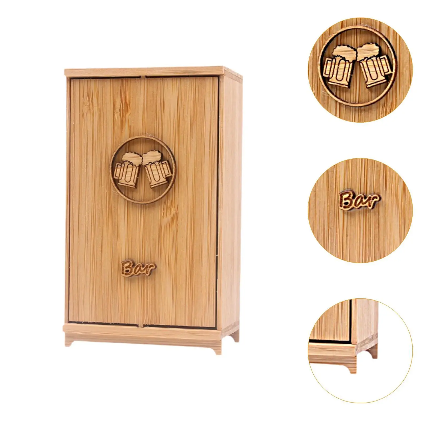 Conjunto de sala de vinho para casa de bonecas, adereço de acessórios para casa de bonecas de madeira, casa de bonecas em miniatura