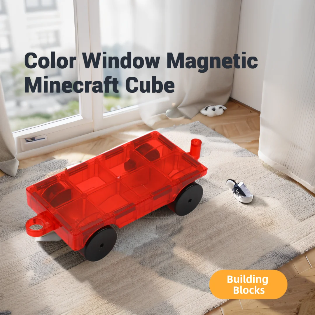 2/4PCS Color Window Magnetic Cube Magnet Building Blocks Montessori Toys Magnetic Bricks Children Gift Sets Game Module Car Base