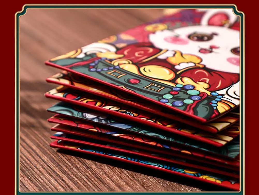 4 Pcs Chinese New Year Red Envelopes, Red Pocket Envelopes Hong Bao Gift Money Envelopes for 2023 Rabbit Year Spring Festival