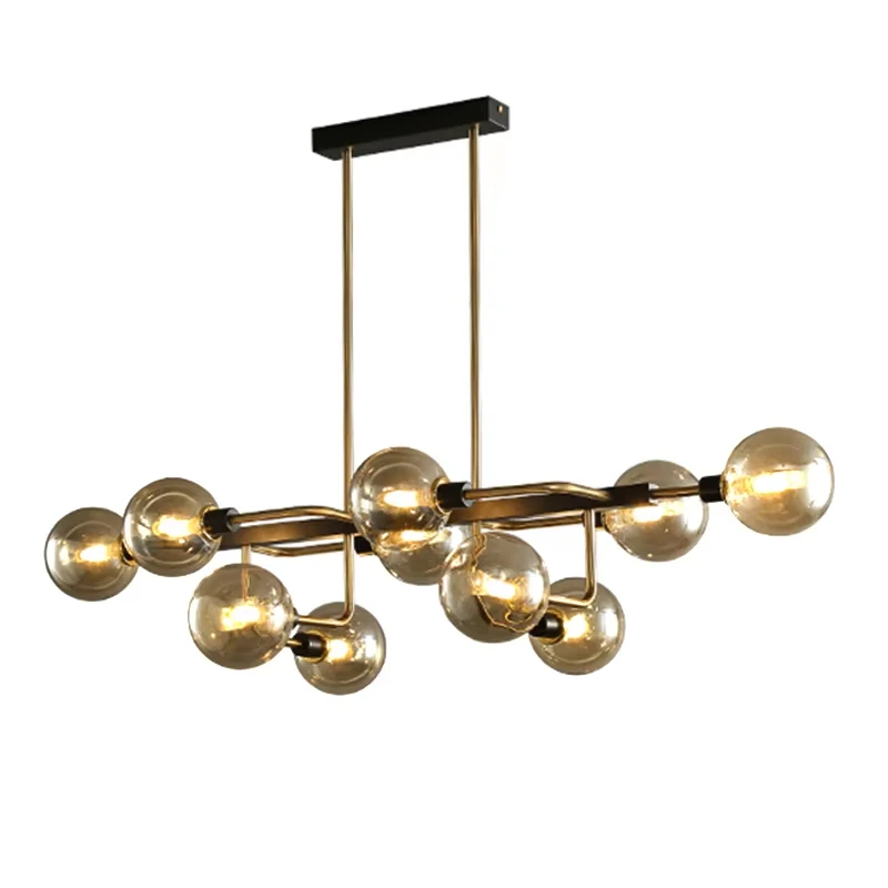 Long Hanging Lamps for Dining Room Glass Ball Modern Design Ceiling Pendant Lights LED Home Cottage Creative Bar Decor Lustre