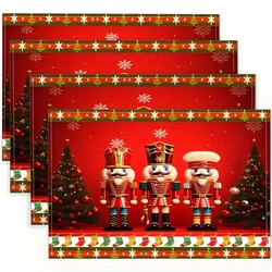 1/4/6/8pc Christmas Nutcracker Place Mats Christmas Table Mat Heat Insulation Pad Western Meal Table Pad Dining Table Decor