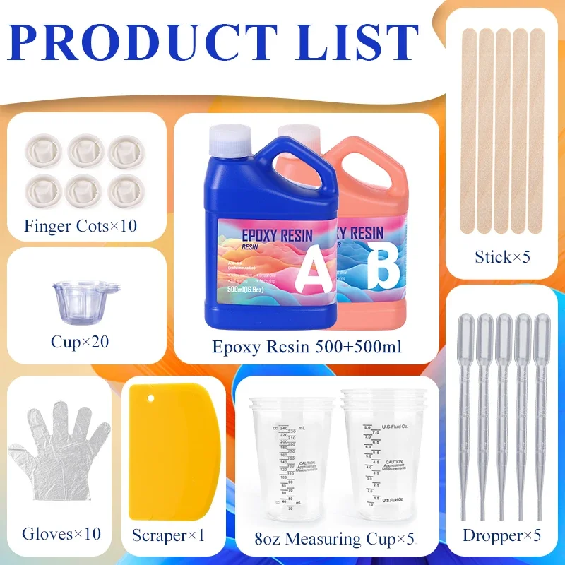 Easy Mixing Epoxy Resin Kit Crystal Clear Resin Epoxy Epoxy Bubble Free No Yellowing UV Resistant for DIY Crafts Jewelry Making
