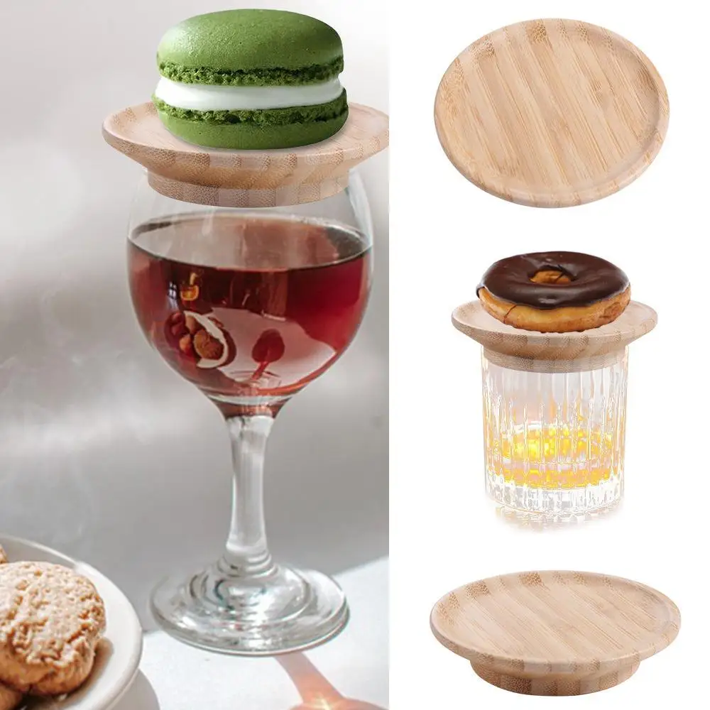 

Creative Safety Wine Coaster Wooden Non-toxic Wooden Red Wine Lid Splashproof Odorless Dessert Wooden Tray Dessert