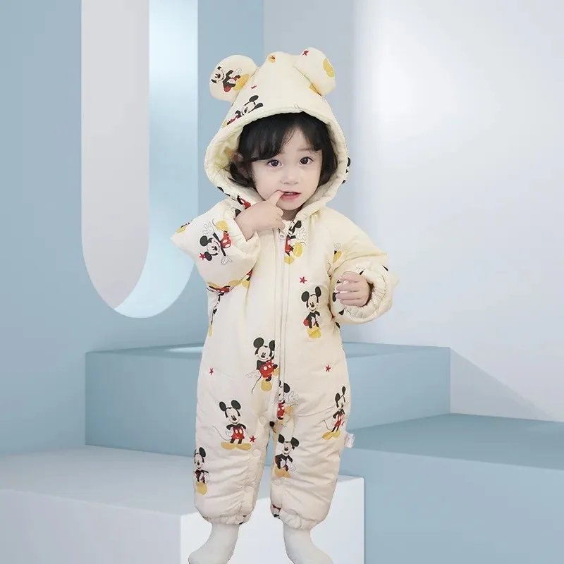 disney-mickey-winter-unisex-baby-long-sleeve-jumpsuit-hooded-onesie-newborn-zip-cotton-romper-cute-outwear-0-1-years-bodysuits