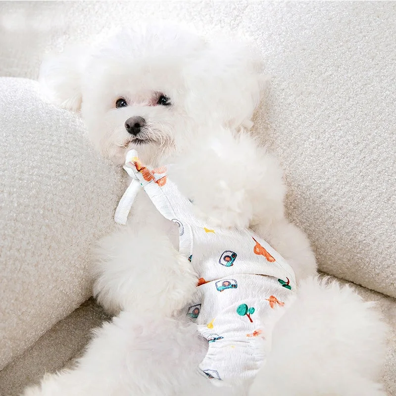 Floral Puppy Clothes Teddy Bear Stomach Bag Physiological Panties Anti Harassment Pet Safety Underwear Cat Sterilization Suit