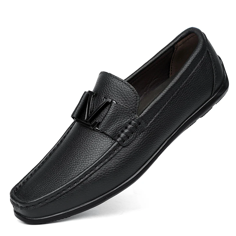 

YRZL Driving Shoes 2025 Leather Loafers Men Casual Breathable Slip On Moccasins Comfortable Lightweight Anti-Slip Walking Shoes