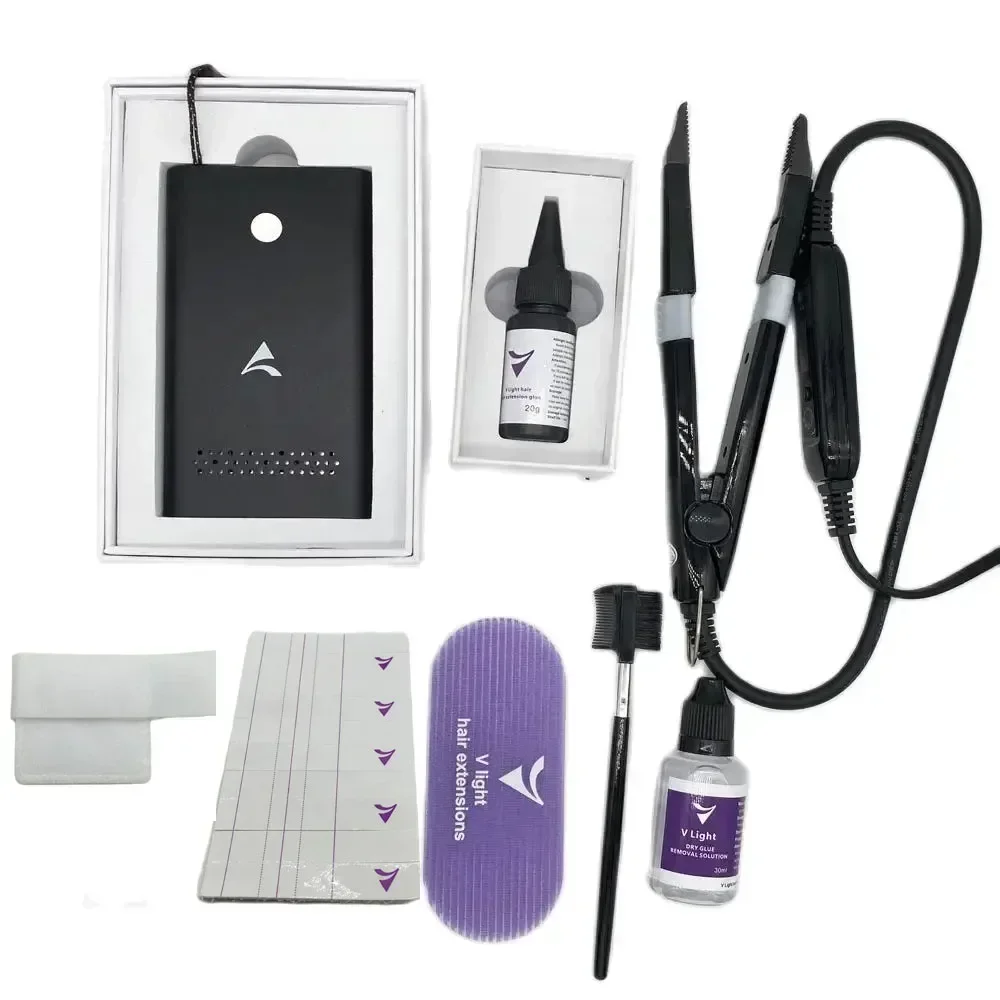 V-Light Technology Hair Extension Machine white Hair Extension Tools Kit Set with V light Hair extension glue