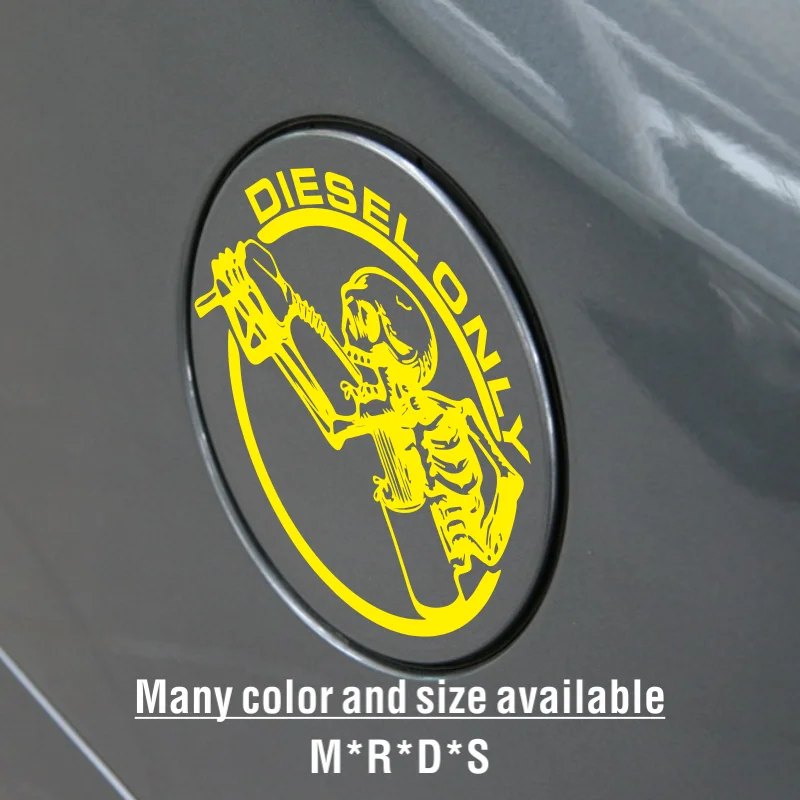 Diesel Only Skeleton Skull Car Sticker Decal for Fuel Tank Cap 4x4 Offroad Truck Auto Vehicle Vinyl Decor