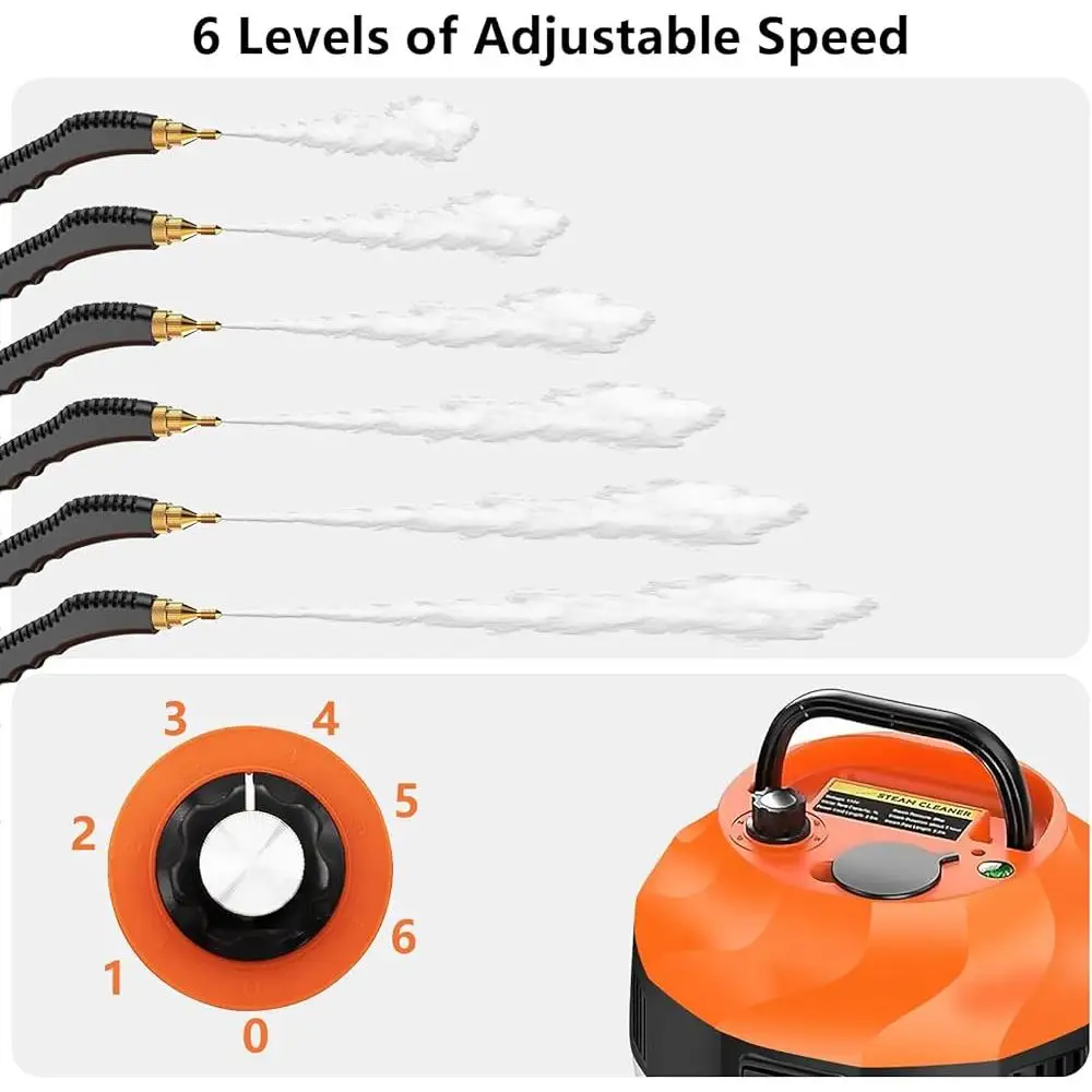 High Pressure Handheld Steam Cleaner 2500W Portable Steamer 105℃ Fast Heating Multi-Surface Cleaning Tool with 3 Brush Heads