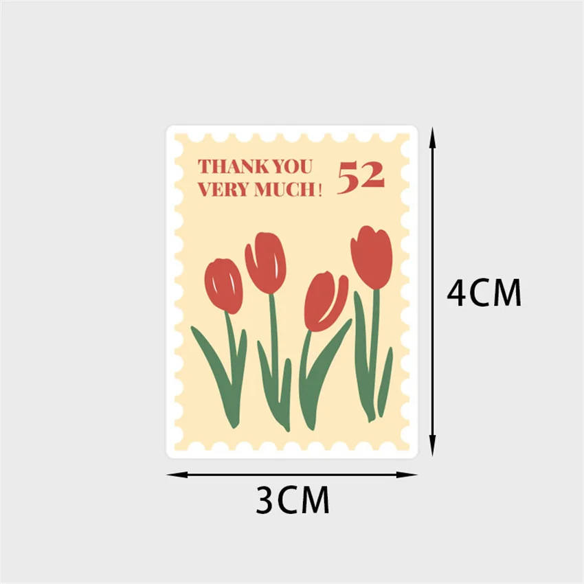 60-100 Stück quadratische Blumen danke Aufkleber Etiketten 3*4cm Blumen Stempel für Geschenk box Paket Backen Hochzeits feier Dekor Umschlag