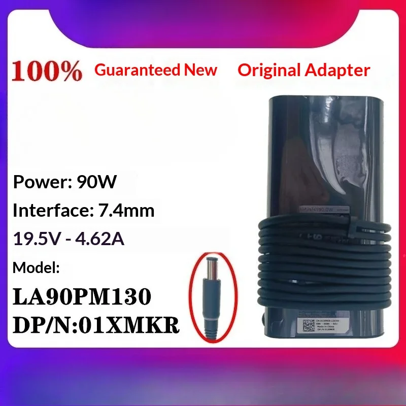 For Dell 19.5V-4.62A 7.4mm Large Round Port 90W Charger Laptop 90W AC Power Adapter Charging Cable LA90PM130 01XMKR