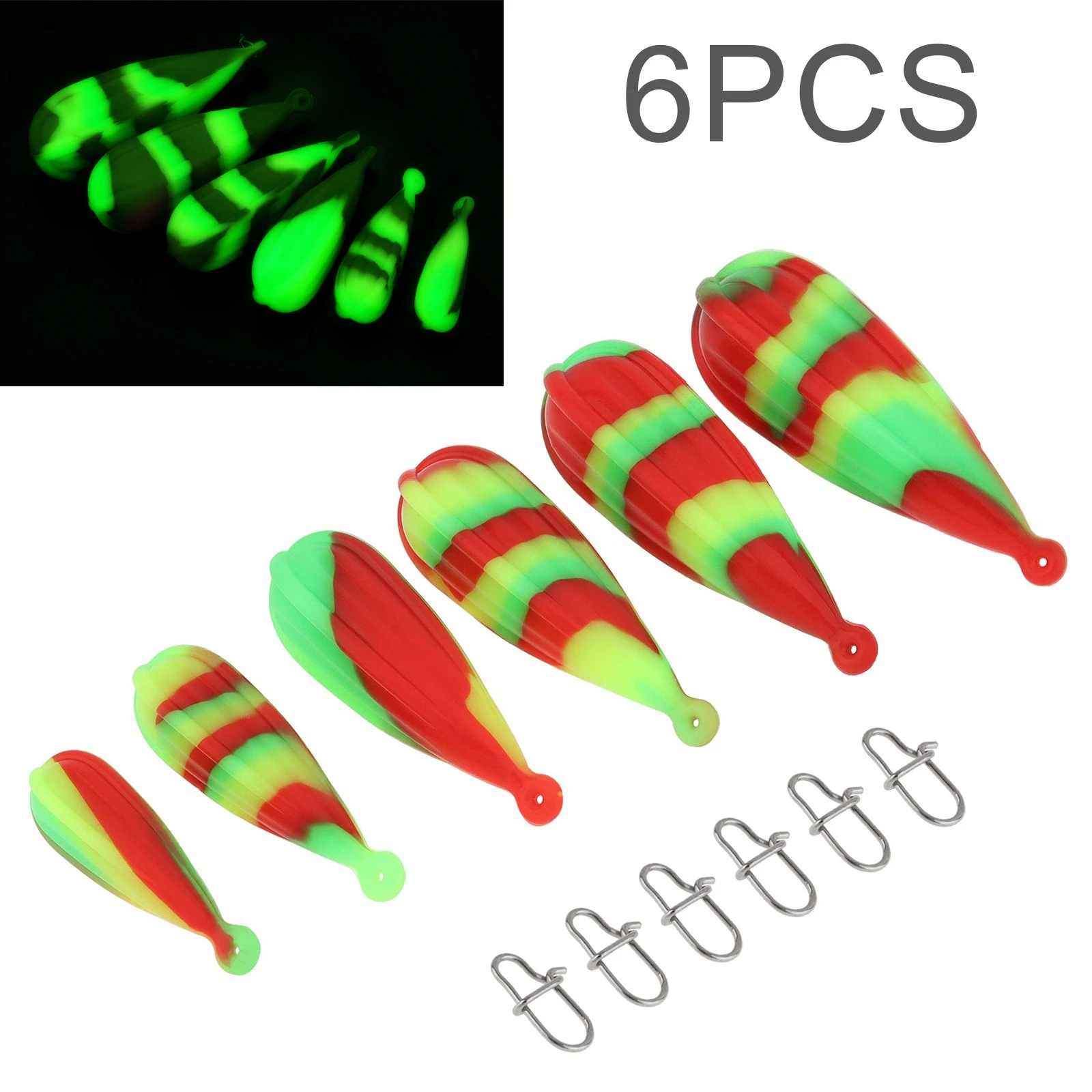 

6pcs Glow in Dark Colorful Silicone Material Fishing Practice Plug for Improving Casting Skills Luminous Bait Practice Plug