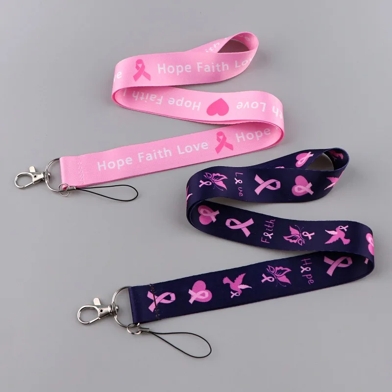 Red Ribbon Health Mobile Phone Lanyard Key Accessories Polyester Double-sided Hard Card Cover Bus Work Certificate Card Cover