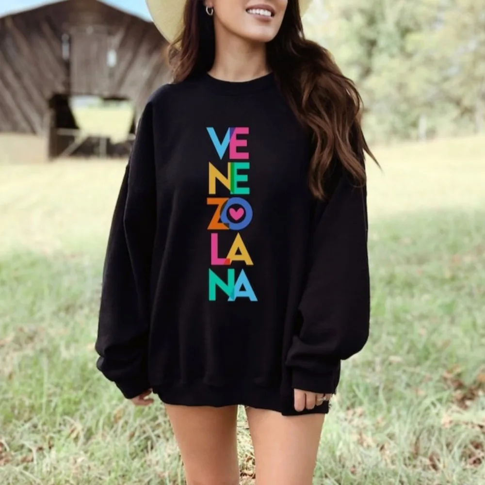 Venezuela Sweatshirt Venezuelan Flag Crewneck Gift for Venezuelans Pride Sweater Gift Women Clothes Creative Pattern Pullover