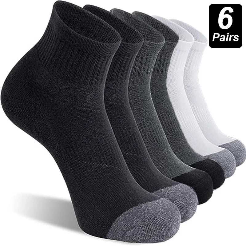6 Pairs Men's Socks Outdoor Sports Leisure Black White Breathable comfortable Short Socks Man High Quality Plus size New EU39-46