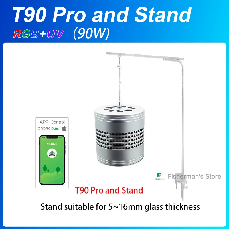 週アクア T90 プロアプリ RGB-UV 90 ワット水槽ブラケットダウンライト