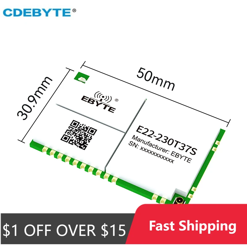 230mhz-lora-wireless-module-5w-relay-network-cdebyte-e22-230t37s-25km-long-range-lbt-rssi-stamp-hole-smd-uart-module