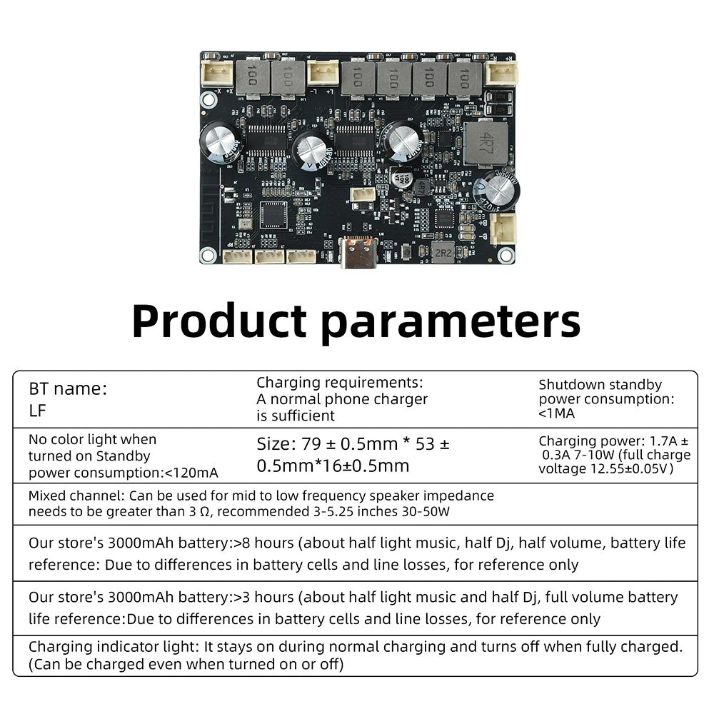 Bluetooth-Verstärkerplatine APP-Steuerbar 2.1-Kanal 2×22W+43W Bass Typ-C Ladeanschluss Audio-Verstärkerplatine für DIY-Lautsprecher – Detail 12