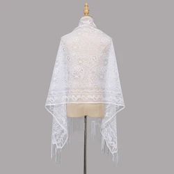 Fashion Paisley Cashew Tassels Scarf For Church Muslim Woman Prayer Shawls Lady Lace Scarf Long Shawls Transparent Shawl