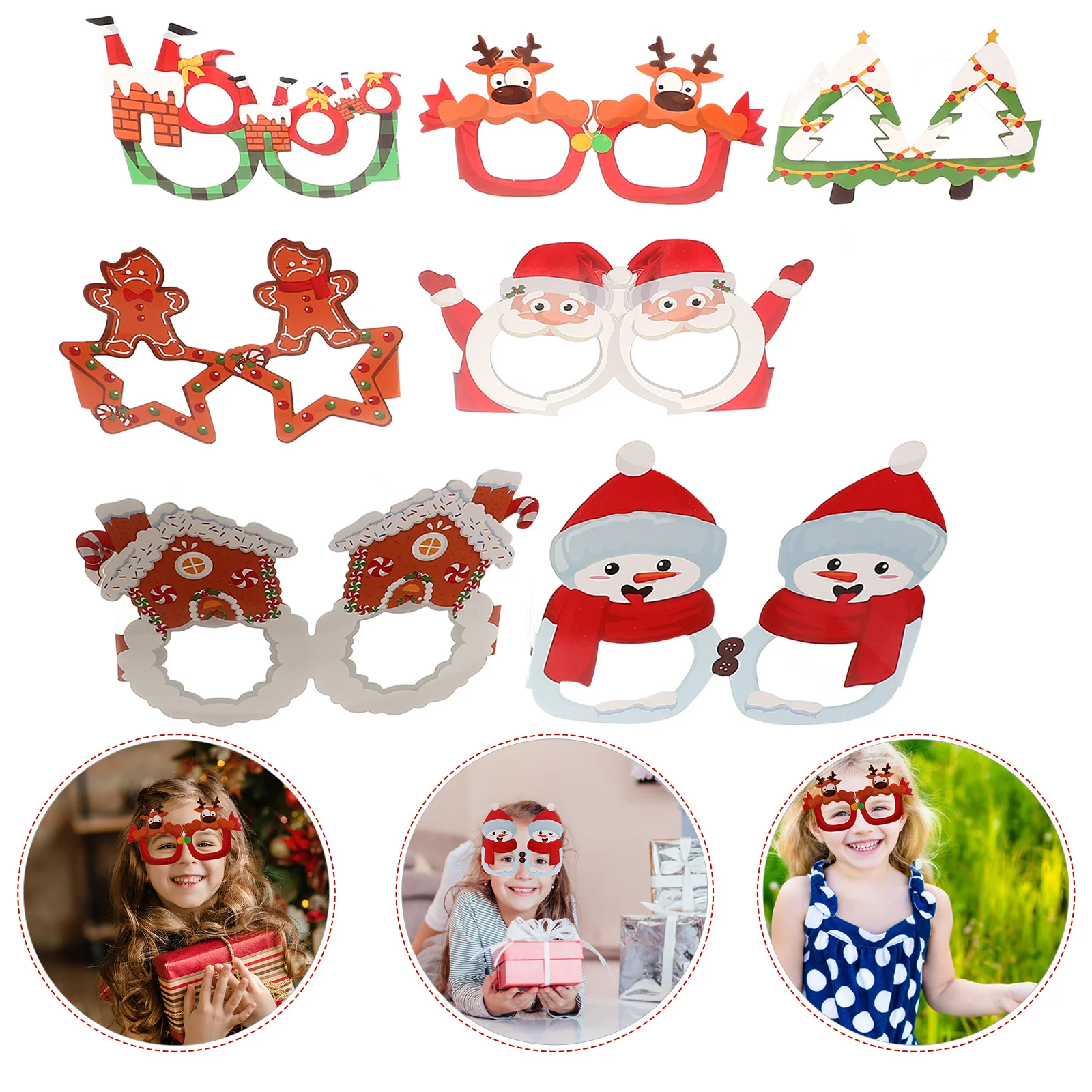 

8Pcs Christmas Party Glasses Frames Funny Xmas Eyewear Xmas Photo Props Holiday Party Supplies Novelty Christmas Glasses