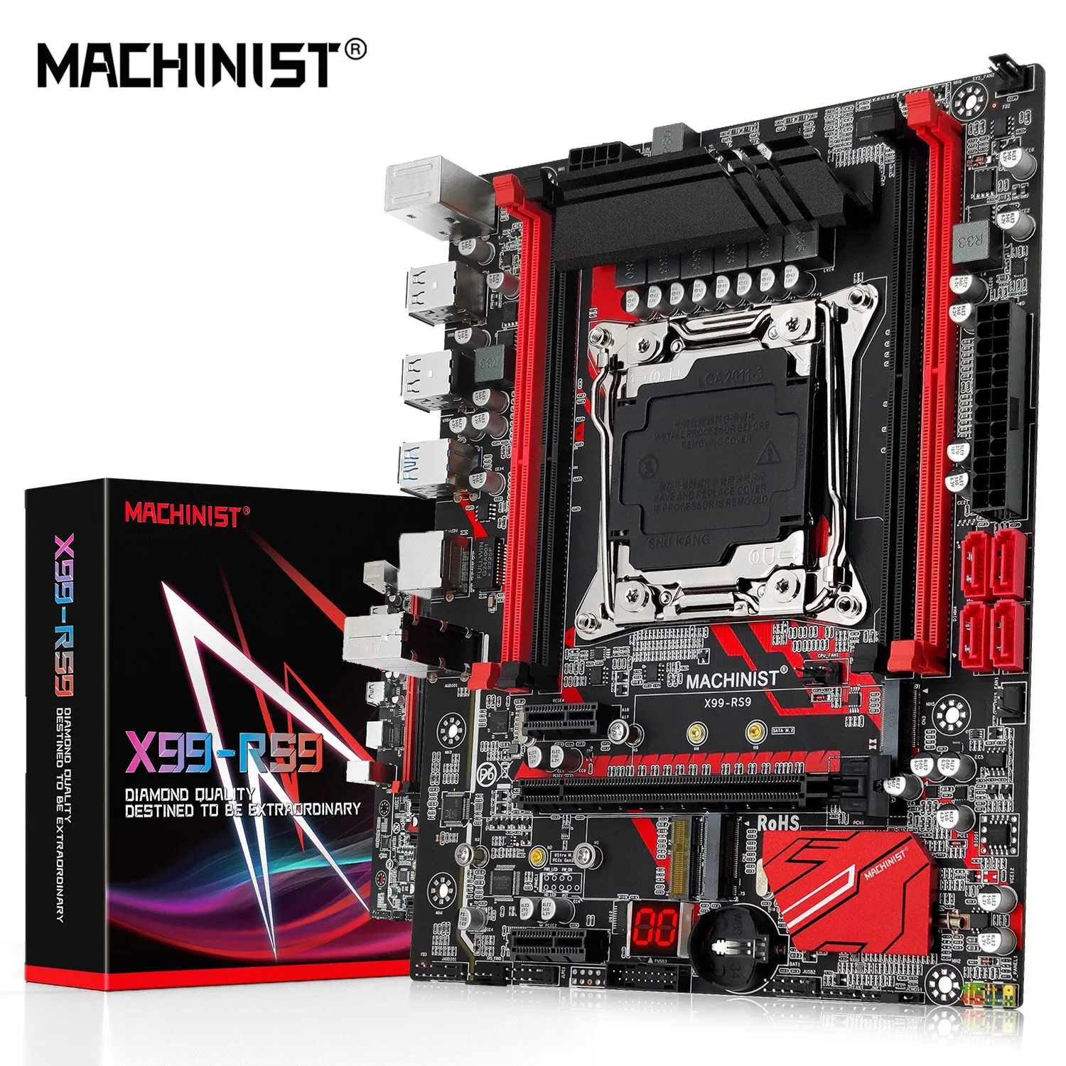 MACHINIST RS9 X99 Motherboard Support Xeon E5 V3 V4 LGA 2011-3 CPU Processor DDR4 RAM Four Channel and SATA PCI-E M.2 Slot