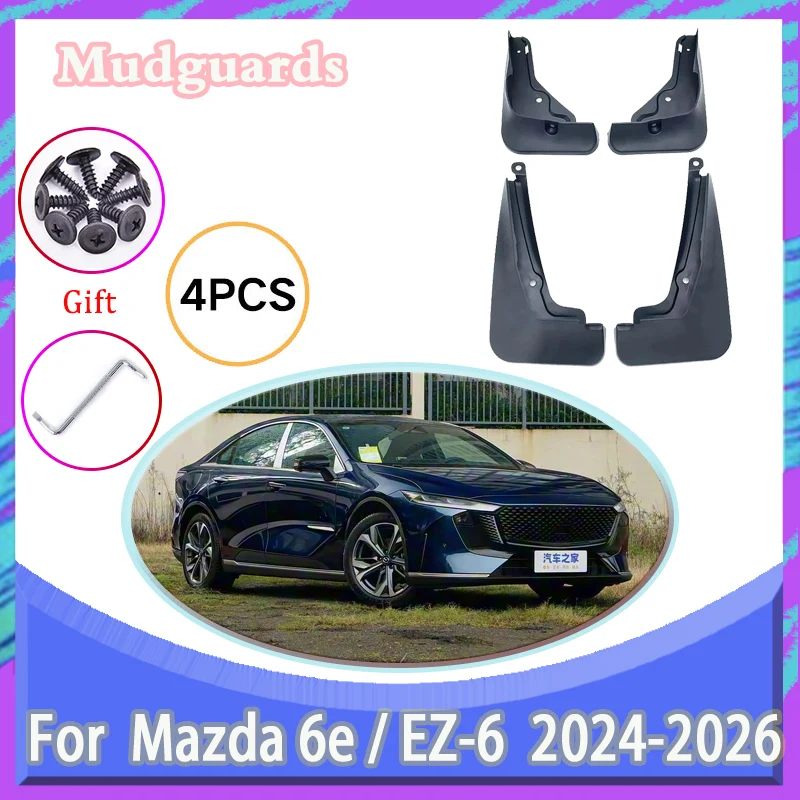 Guardabarros para Mazda 6e EZ6 2025, Accesorios para Mazda6e 2024 2026, Guardabarros Automotrices, 4x Protectores contra Salpicaduras, Guardabarros, Kits de Carrocería