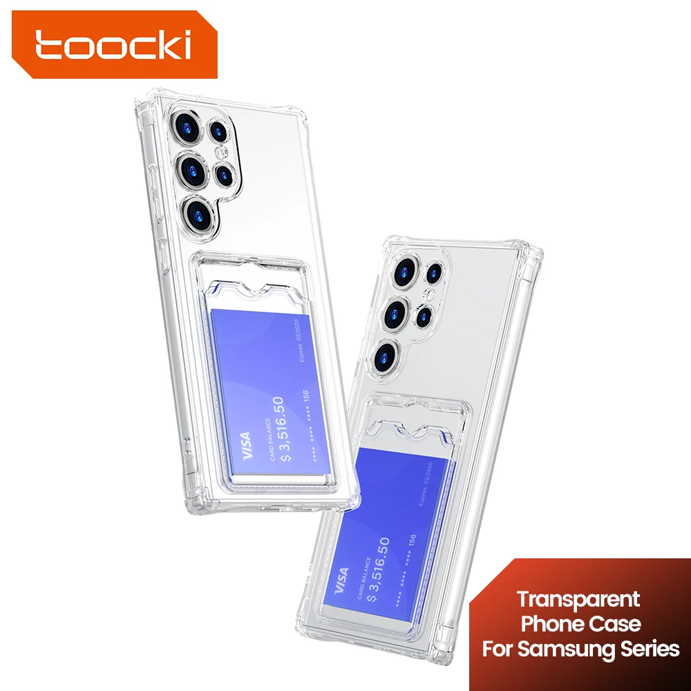 Toocki Phone Case Transparent Card Phone Protector For Samsung Galaxy S24 S23 S22 S21 Ultra Plus Clear Soft TPU Shockproof Cover