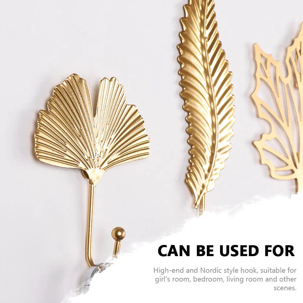 

2Pcs Simple Leaf Shaped Hooks Eco-Friendly Painted Wall Hook Modern Nordic Design for Bedroom Living Room Decorative Storage