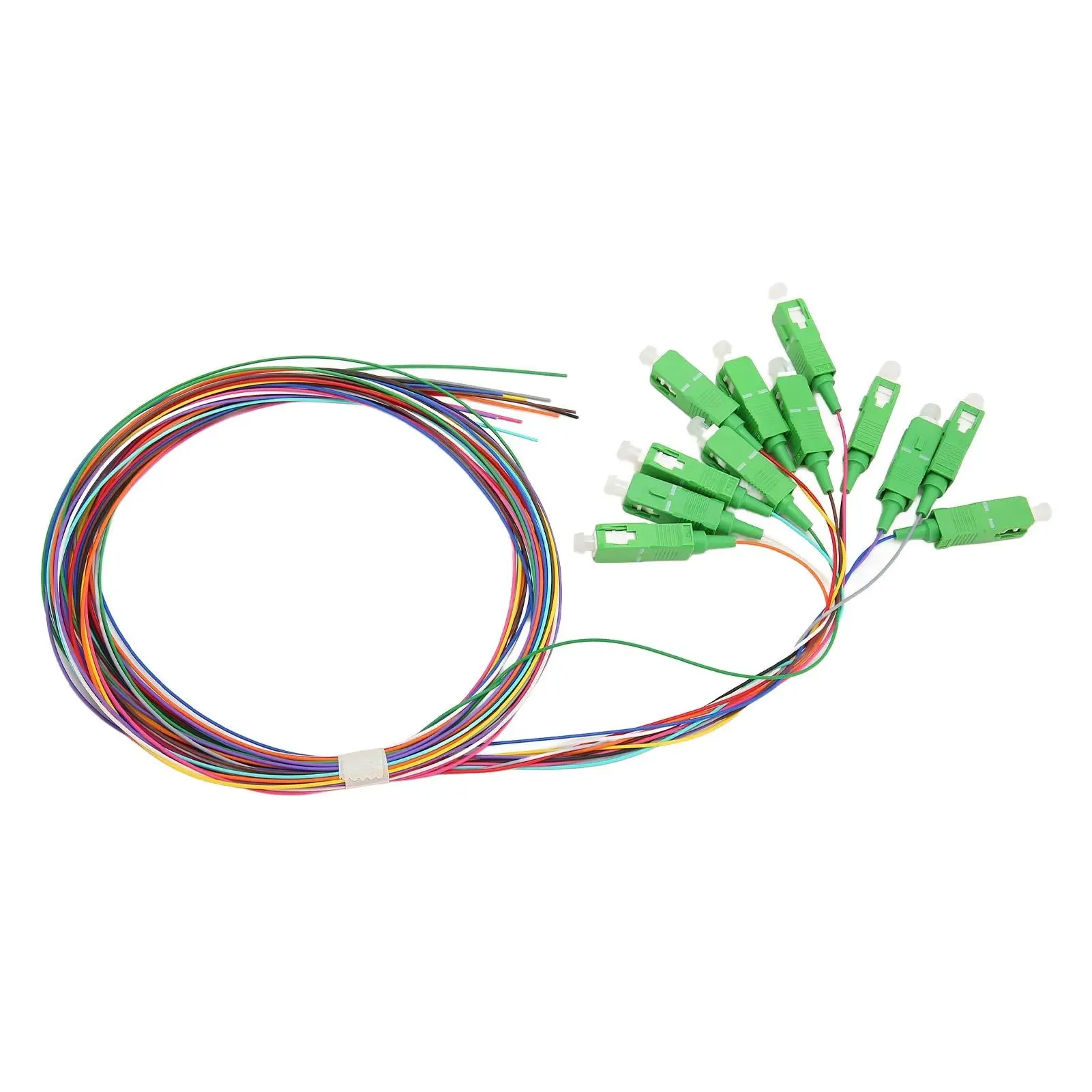 1.5m SC APC 12 Strands  Optic Pigtail, Single Mode 12 Color for welding Network Connection