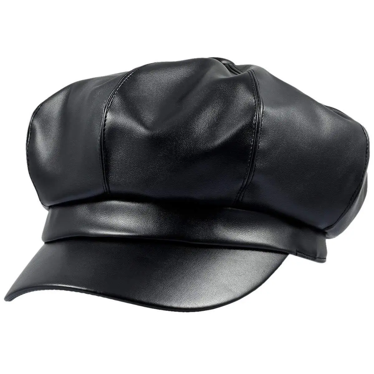 Women's Classic Leather Newsboy Beret, Fashion Comfortable Hat for Outdoor Walking Driving Golf Daily Wear