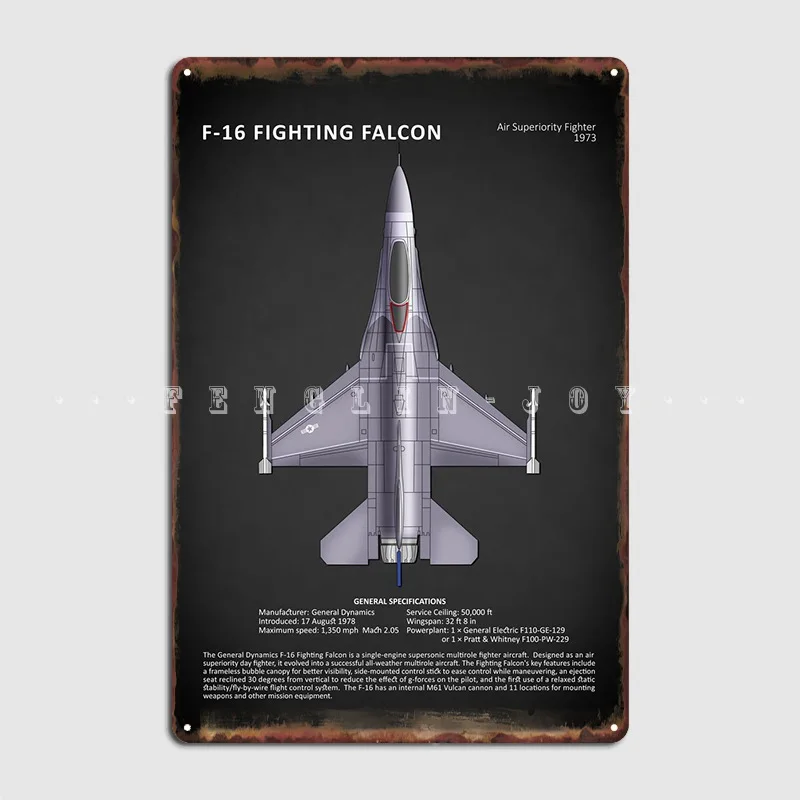 The F16 Fighting Falcon Metal Plaque Poster Cinema Living Room Pub Garage Funny Mural Painting Tin Sign Posters