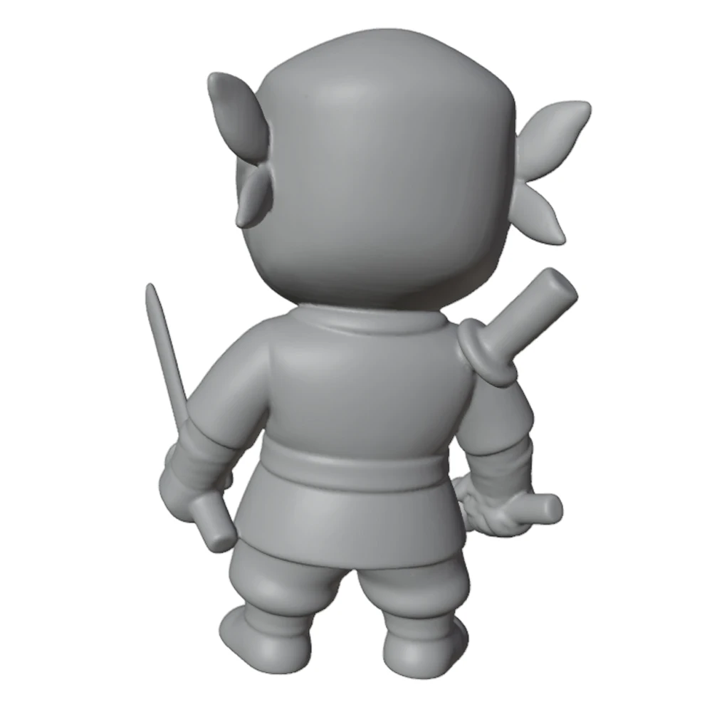 1/24 Version of a masked ninja holding double swords, resin model kit, GK mini 3D printed grey model doll, not painted