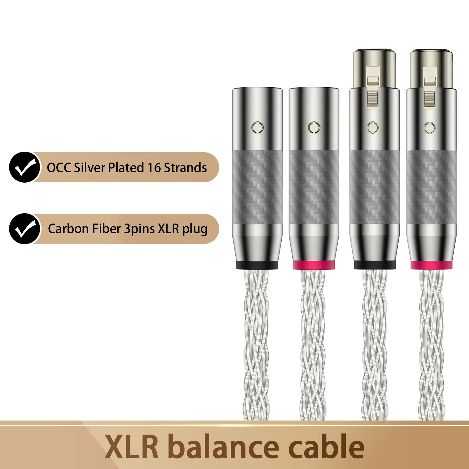 

Pair New Hi-End 8AG Silver Plated OCC 16 Strands Audio Cable With Carbon Fiber 3pins XLR Balanced connector