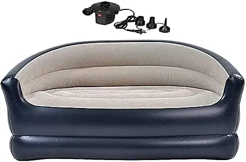 

Folding Portable Inflatable Double Sofa, Lazy Flocking Two-Seater Lounge Chair with Electric Air - Great for Pop Up Indoor Livi