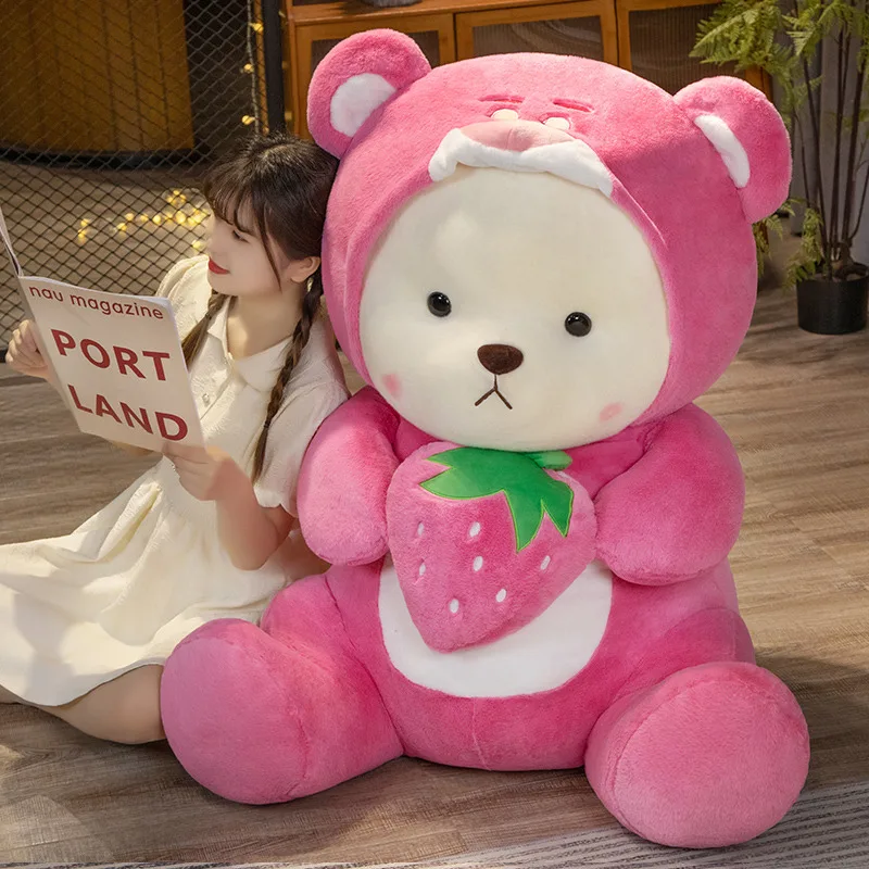 

45-65cm Kawaii Pink Teddy Tales Plush Toys Stuffed Animal Love Bear with Cloth Cute Soft Doll Pillow Children's Gifts Room Decor
