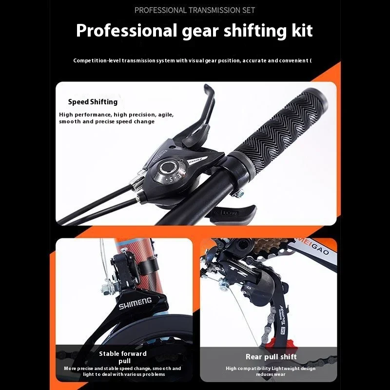 دراجة جبلية مقاس 26 بوصة للطلاب، دراجة مزدوجة ممتصة للصدمات وسرعة متغيرة للطرق الوعرة للبالغين وخفيفة الوزن #4