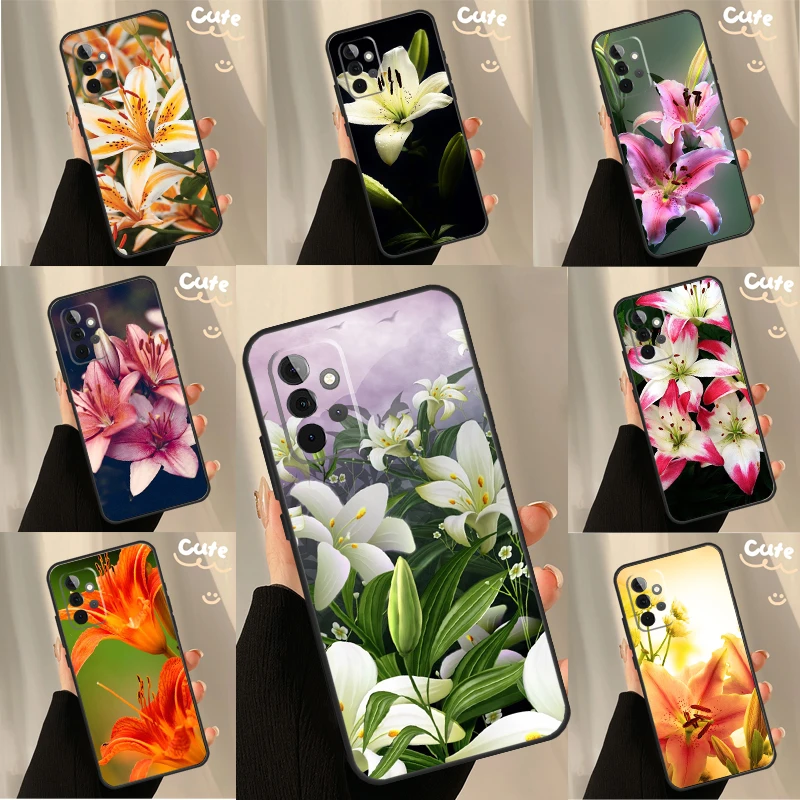 Colorful Flower Lily Case For Samsung Galaxy S26 Ultra S25 S23 S22 S21 S24 Ultra S10 S20 Plus S25 FE Cover Coque