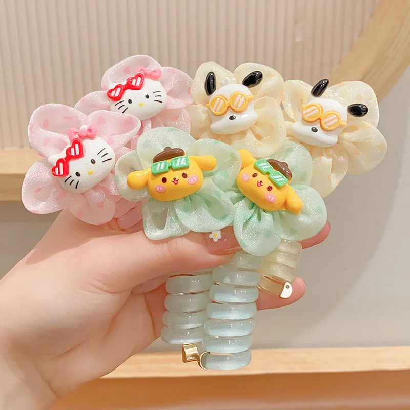 Sanrio Kuromi Children's Rolling Phone Line Hair Bands Girls Sanrio Rubber Bands Girls Braid Hair Bands