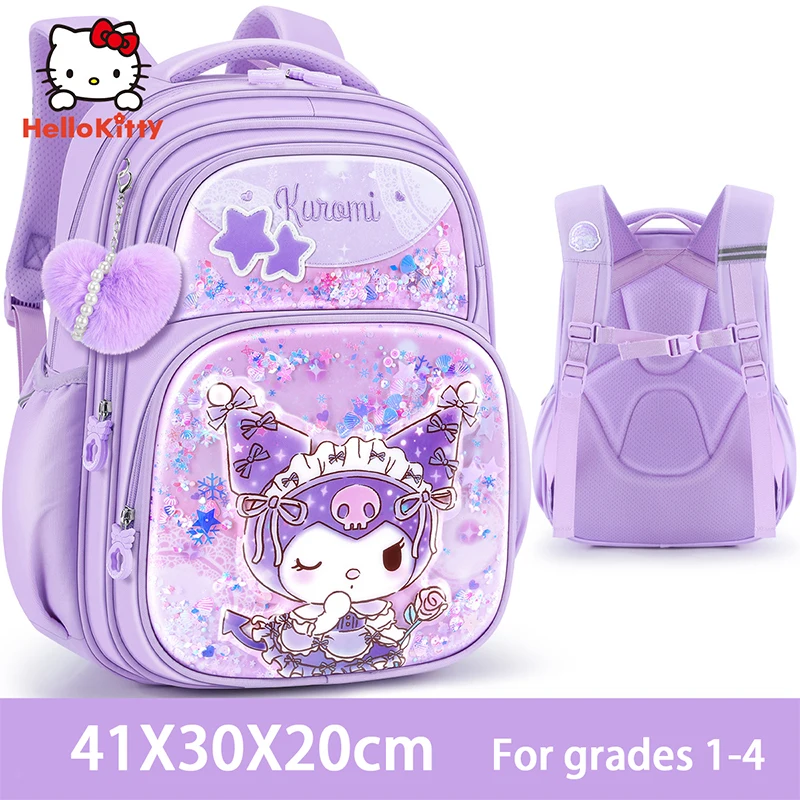 Miniso cinnamoroll kuromi melodia estudante dos desenhos animados mochila estudante primário bonito grau 1-4 mochila aluno saco de escola presente da menina