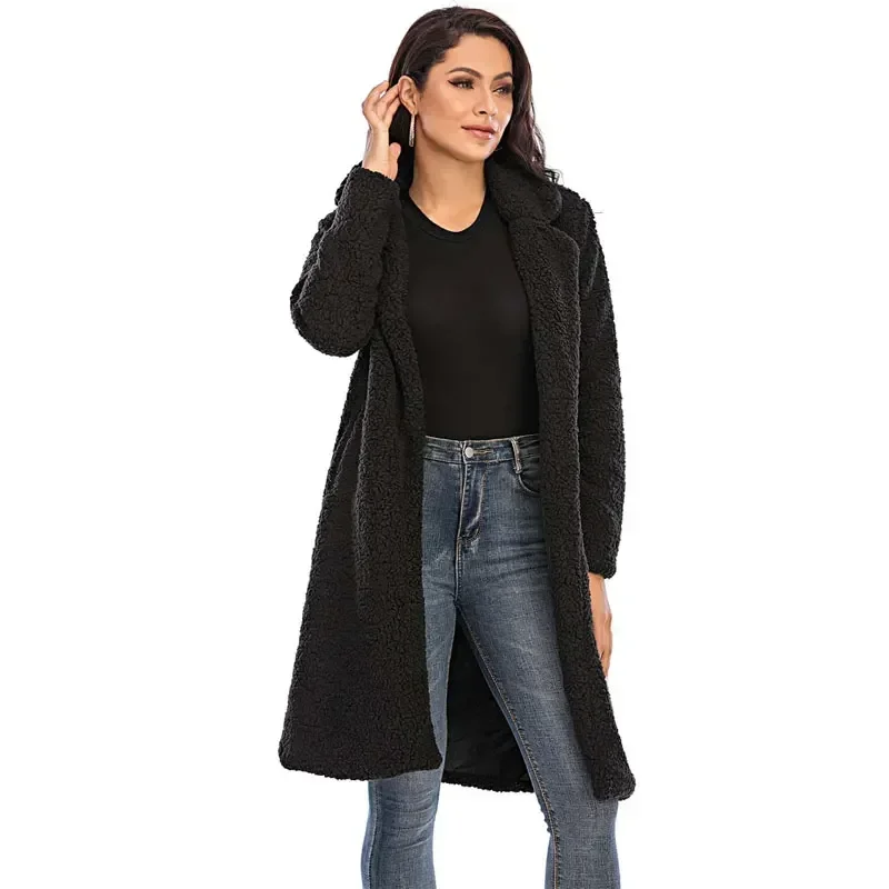 Herbst Winter Lange Teddy Mantel Frauen Lange Faux Pelzmantel 2024 Damen Dicke Warme Pelz Jacke Weibliche Plüsch Teddy Mantel Flauschigen outwear