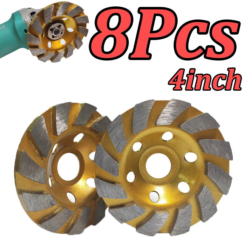

1-8Pcs Diamond Grinding Discs 4 Inch Concrete Stone Ceramic Turbo Diamond Grinding Cup Wheel for Ceramic Granite Stone