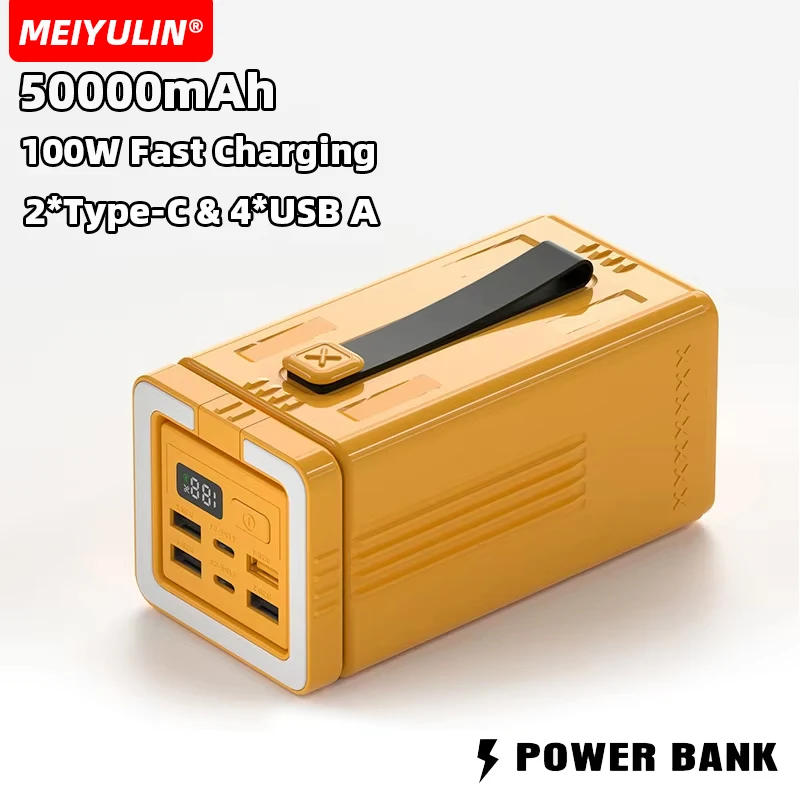 PD 100W Power Bank 50000mAh Portable Fast Charging USB C External Battery Charger Powerbank For iPhone 14 Xiaomi Samsung Laptop