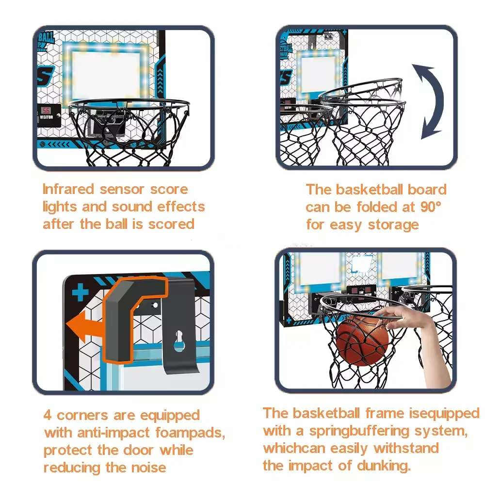 Dual-Score faltbares PET-Basketballbrett mit Punkteleuchten, Outdoor-Sportspielzeug und Spiel für Kinder 2025