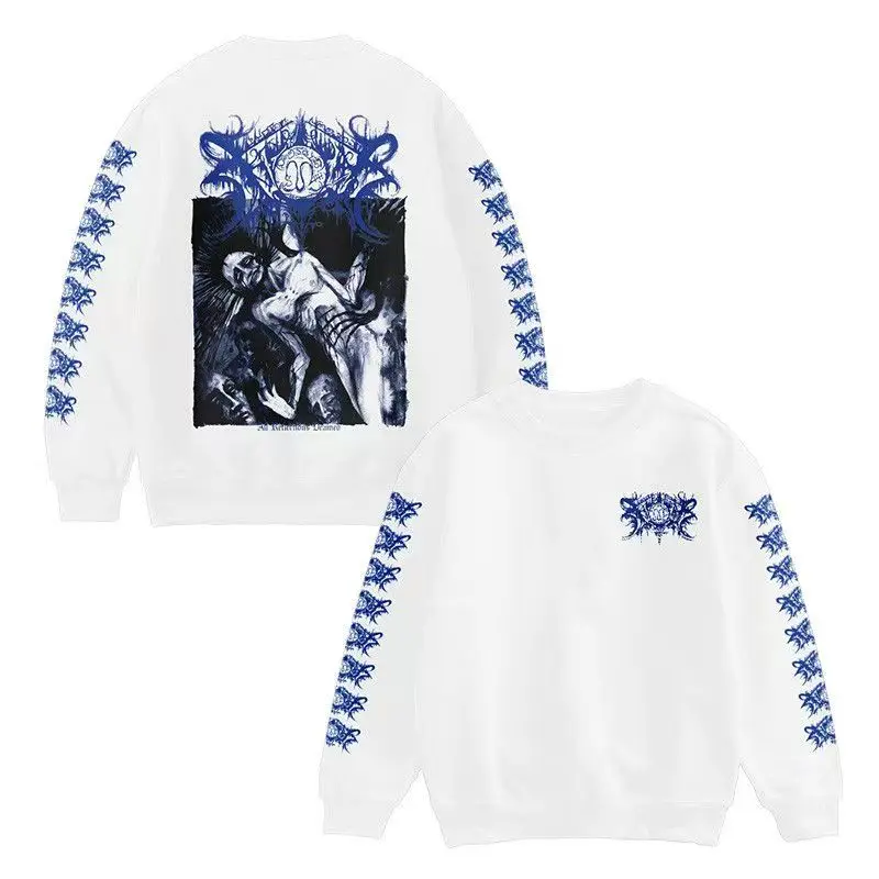 

Letter Print Retro High Street Oversized Cotton Round Neck T-Shirt Men Casual Fashion Y2K Hip Hop Harajuku Rock Loose Top Women