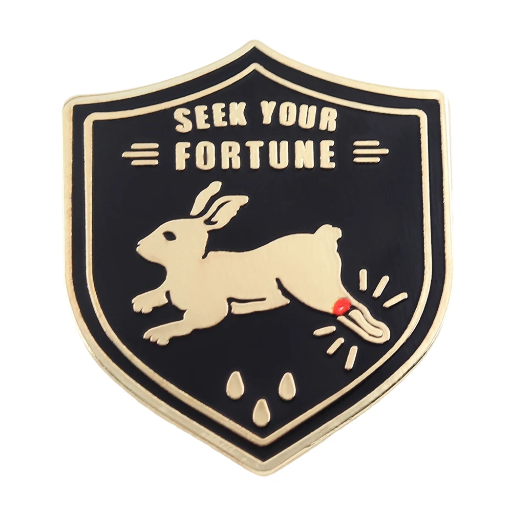 Seek Your Fortune Badge Lucky Rabbit Foot Enamel Pin Injured Bunny Lapel Pin Nature Animal Jewelry Backpack Decorative