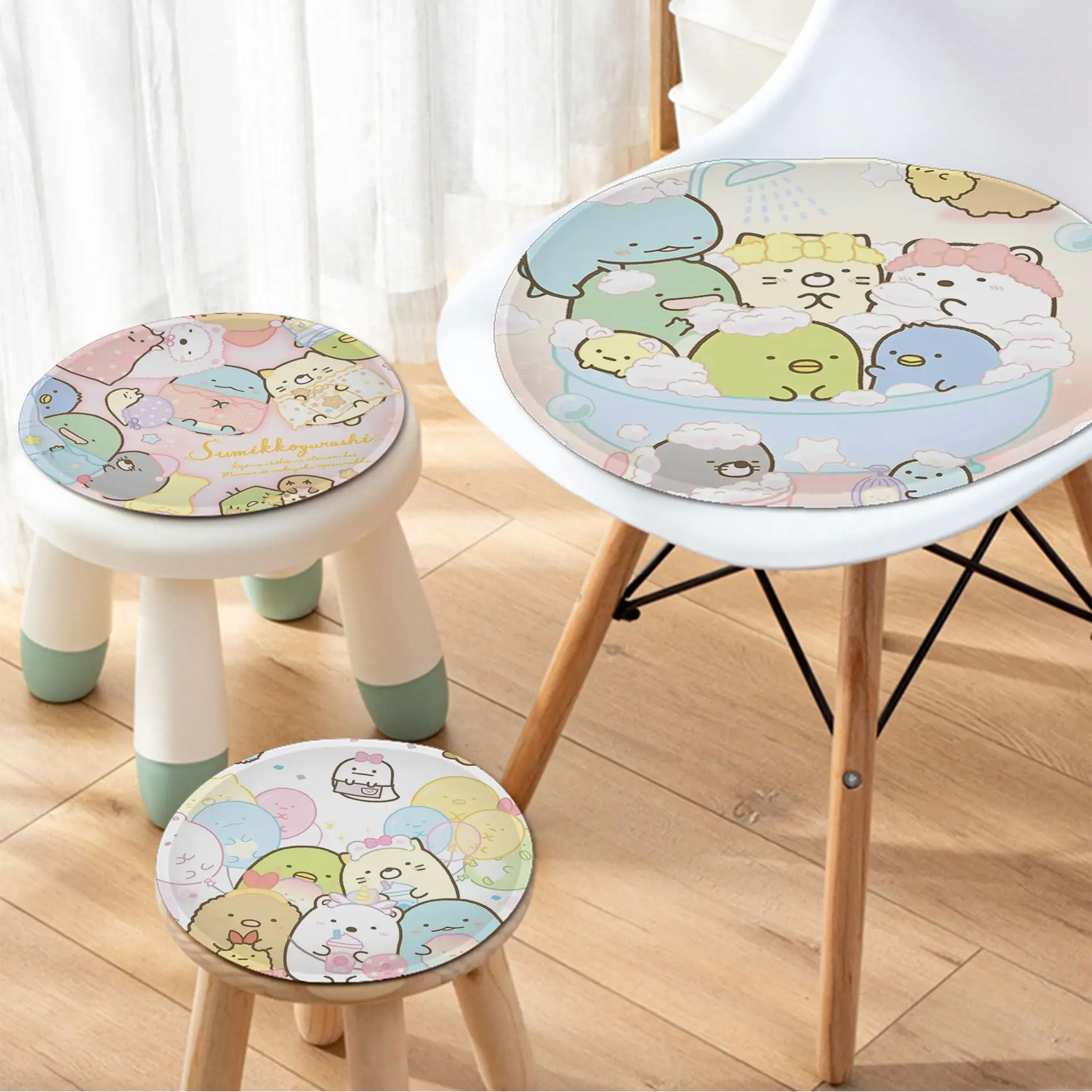 

Cartoon Pink Sumikko Gurashi Anime Cushion Mat Tie Rope Chair Cushion Soft Office Seat Comfort Breathable 45x45cm Cushion Adults