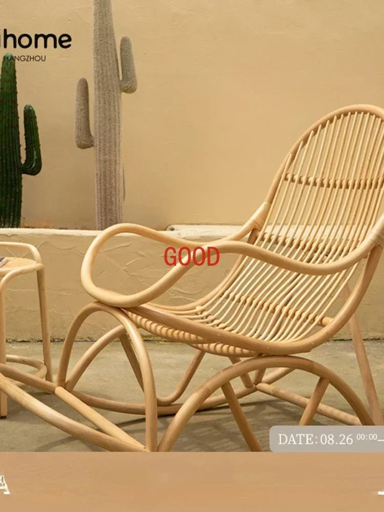 ~Y   Large Rocking Chair | Leisure Rocking Chair Recliner Adult Balcony Home Indonesian Natural Rattan Chair