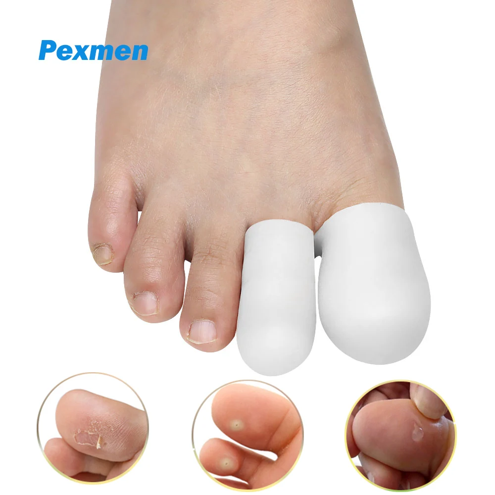 Pexmen 2Pcs Silicone Toe Caps Gel Toe Covers Provide Protectors and Cousions Relief Pain from Toe Blisters Corns and Calluses